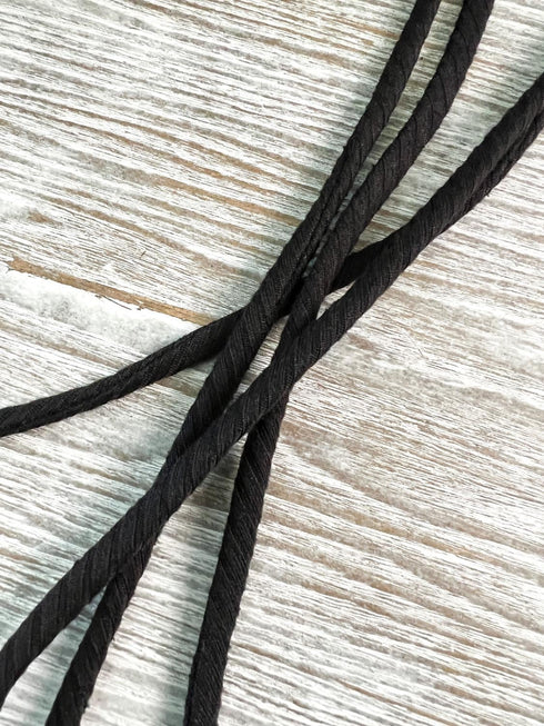 Black Rib Knit Jersey Trim Spaghetti Straps Hollow Tube Tubular Trim 10 yards ATN00893